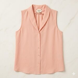 Wilfred Sleeveless Blouse | Soft Peach Pink | Button Front | Size Small